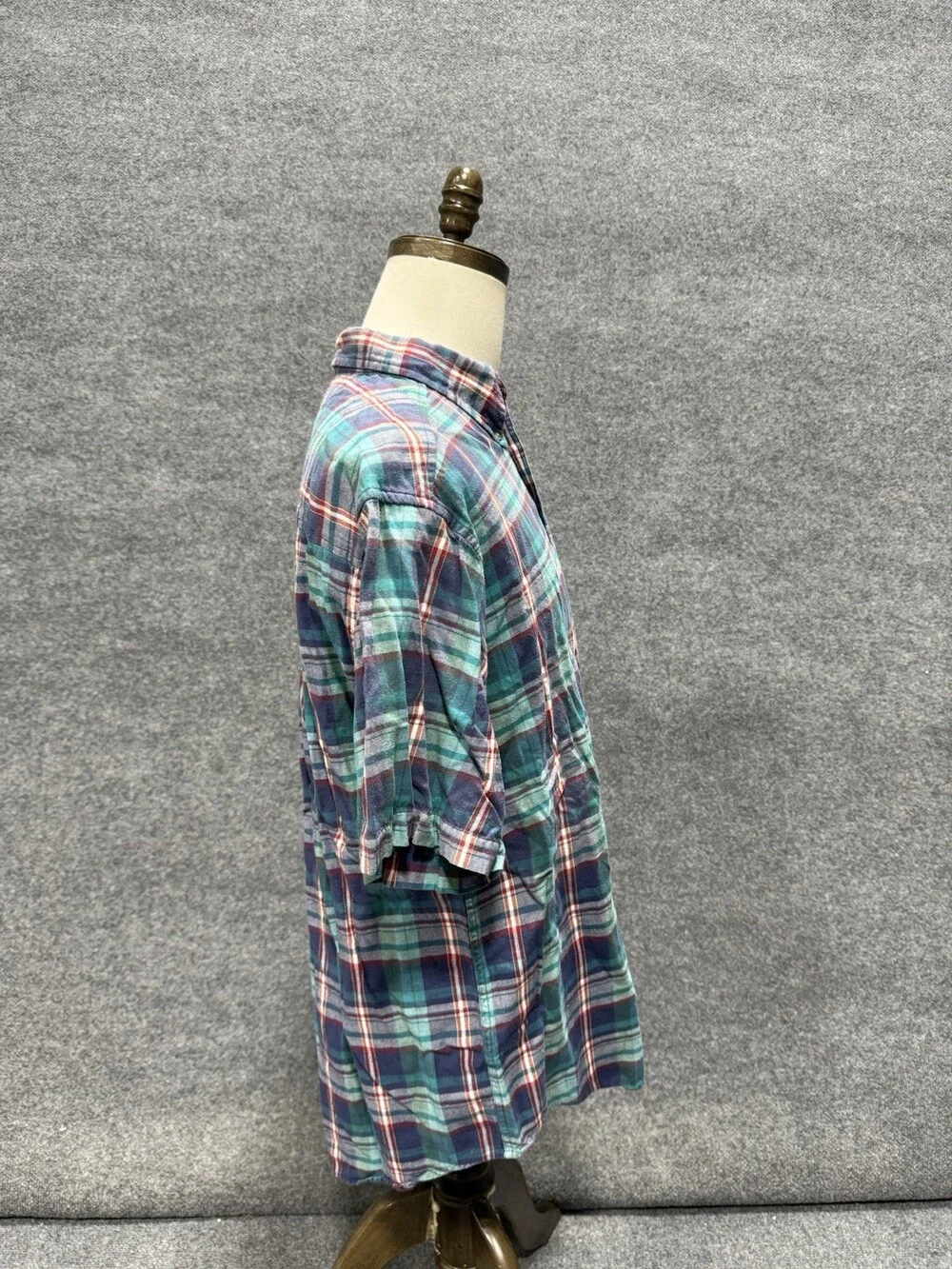 Vintage Duck Head Mens L Plaid Short Sleeve Button Down Shirt Cotton Preppy 90s